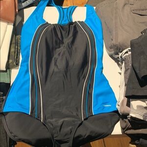 Blue and Black One-Piece Swimsuit by Speedo